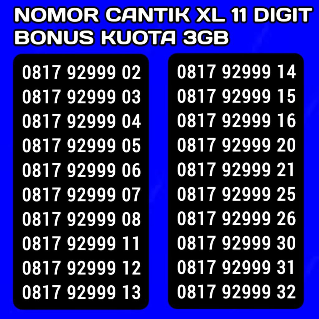 NOMOR CANTIK XL 11 DIGIT