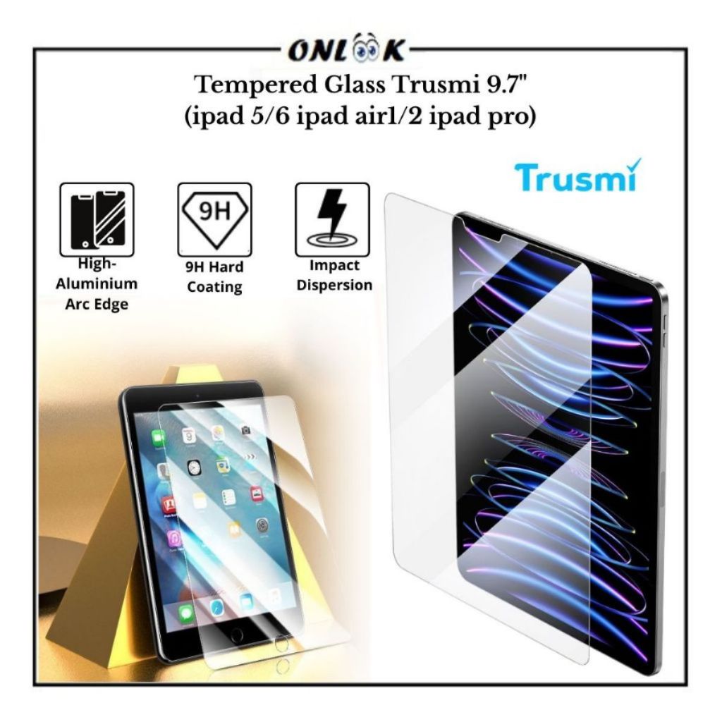 Tempered Glass Trusmi TG01 Perlindung Kaca handphone / Anti Gores 7 8 9 10.2inch / iPad 5 6 Air 1 2 