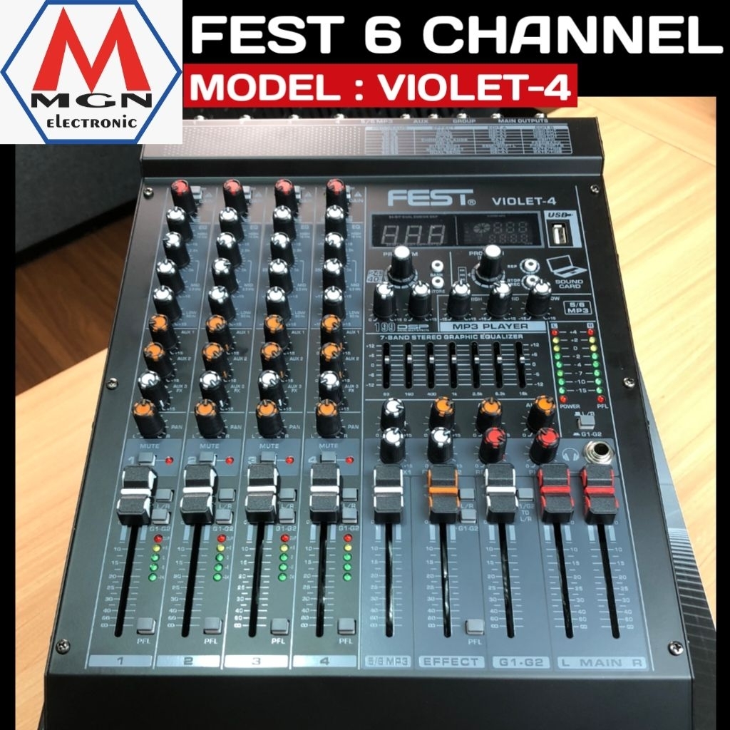 Mixer Fest Violet 4 Original 6 Channel Mixer Fest Stereo Bluetooth Fest Violet4 Mixer Audio Fest