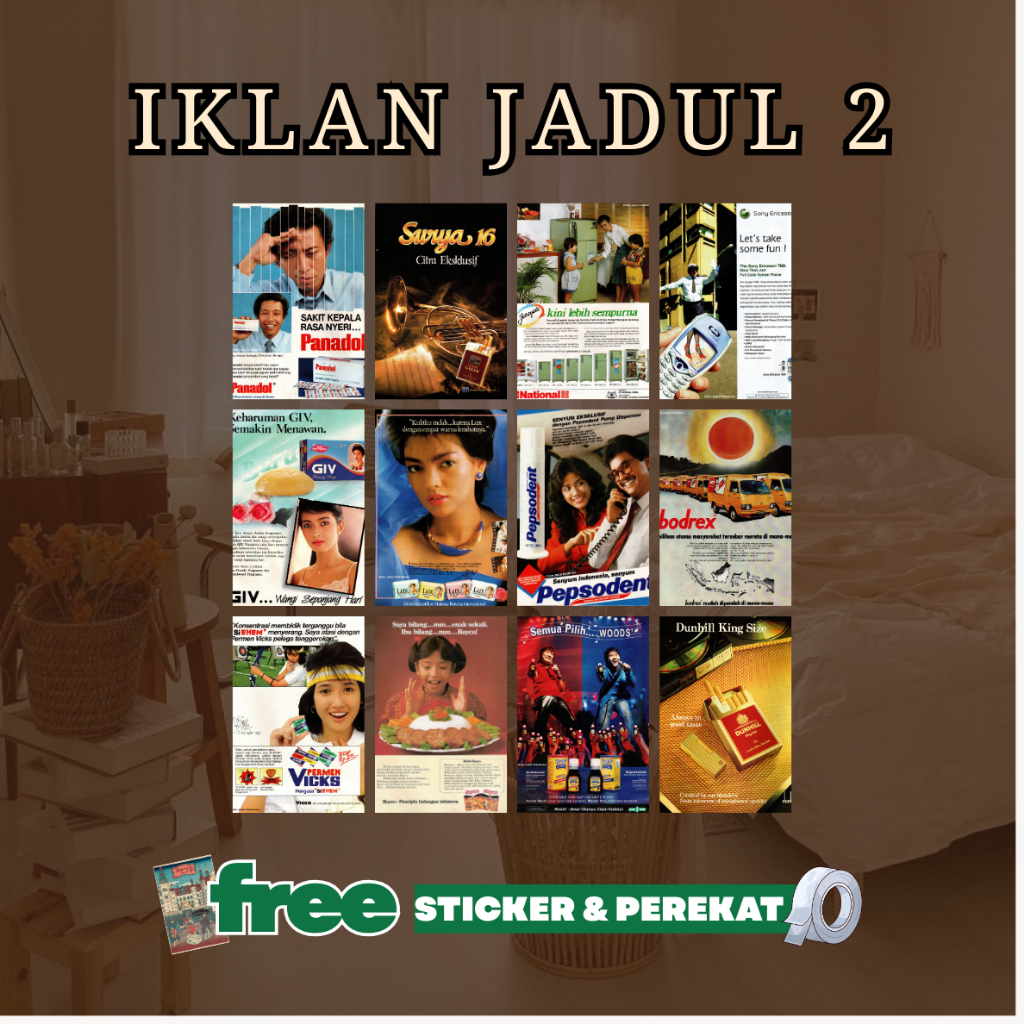 (12 PCS) Poster Dinding Bundle Iklan Jadul Indonesia (Part 2) Isi 12 | Poster Kamar | Poster Dinding