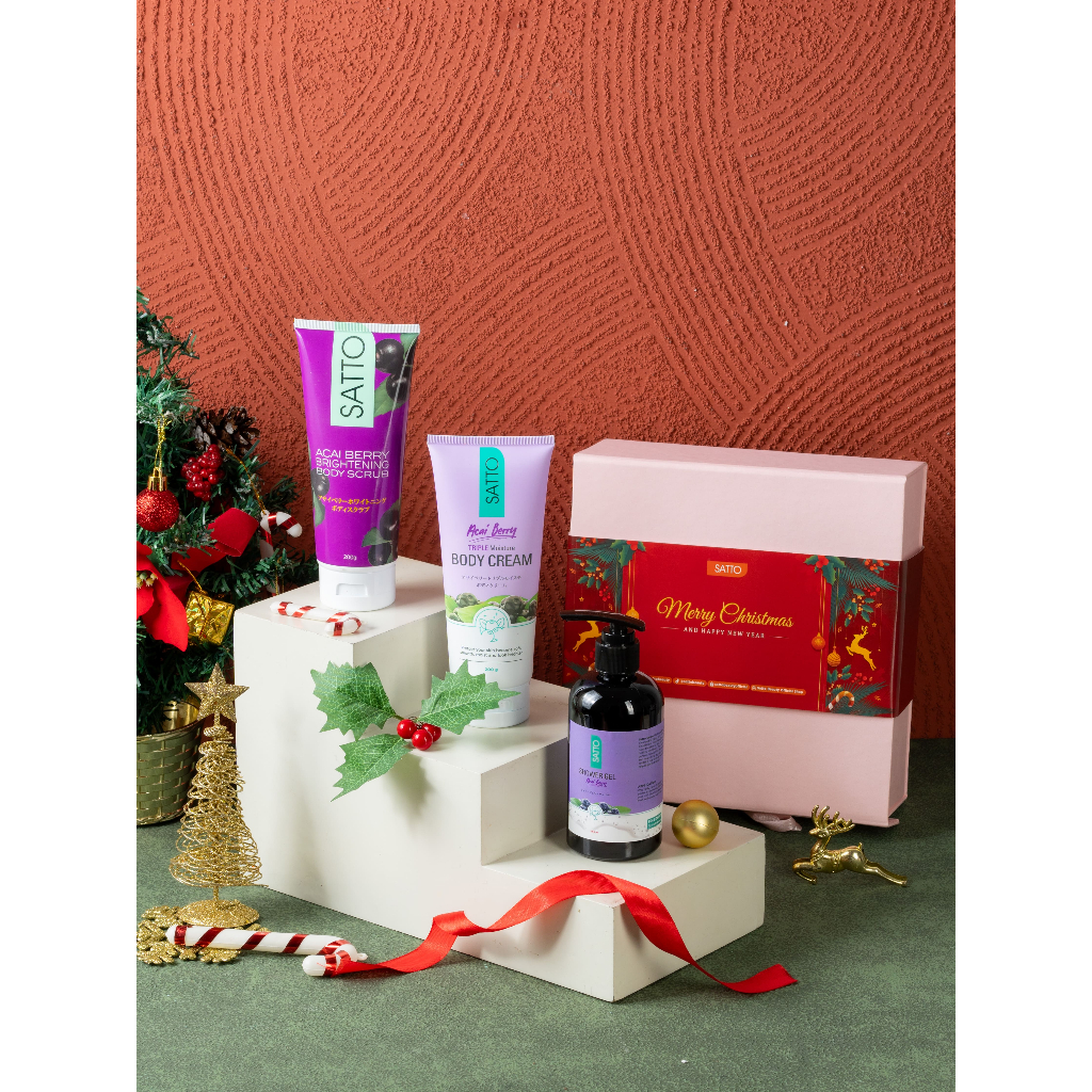 Satto Paket Body Care Acai Berry Gift Set - Body Care Set Hampers - Wangi Segar & Mencerahkan