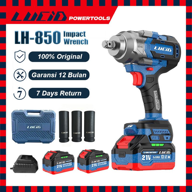 LUCID LH850 GEN2 1500N.M Heavy Duty Cordless Impact Wrench 21V 6.0 Battery DMEGC 20P 15C