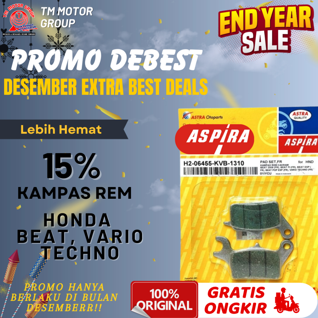 KAMPAS REM CAKRAM HONDA BEAT , VARIO TECHNO ORIGINAL ASPIRA