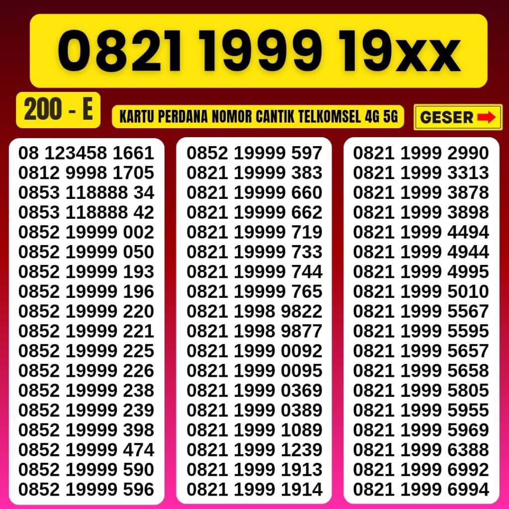 KOLEKSI Nomor Cantik Simpati Telkomsel 3G 4G 5G Kartu Perdana Telkomsel Camtik Nocan Simpati Kartu P
