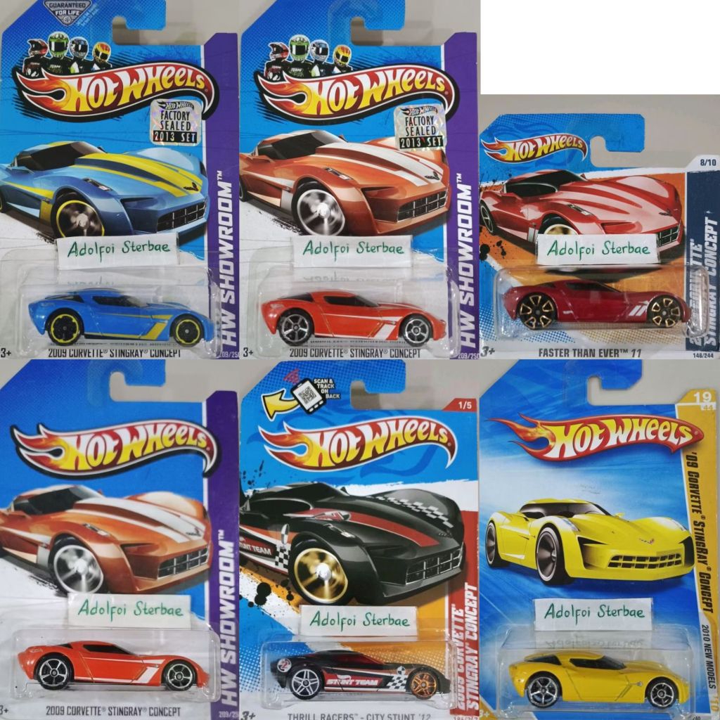 hotwheels hot wheels 2009 '09 corvette stingray concept short card faster than ever 11 fte 2010 new 