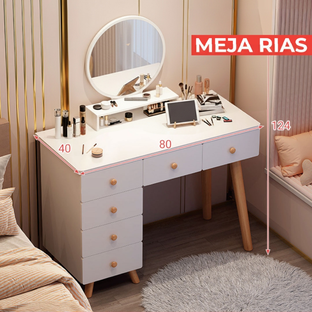 SZT-14 Meja Rias  Cermin Lemari Kosmetik Modern Minimalis dengan Banyak Laci Ratu Furniture Store