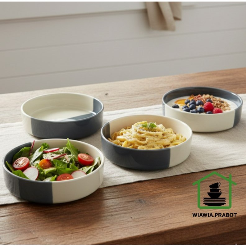 Piring keramik stackable cream stoneware horeca