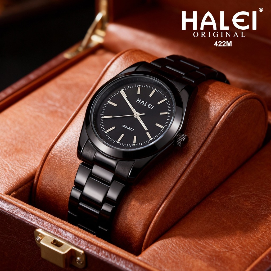 HALEI 422M - Jam Tangan Branded Pria Rantai Stainless Mesin Seiko Anti Air Garansi Original