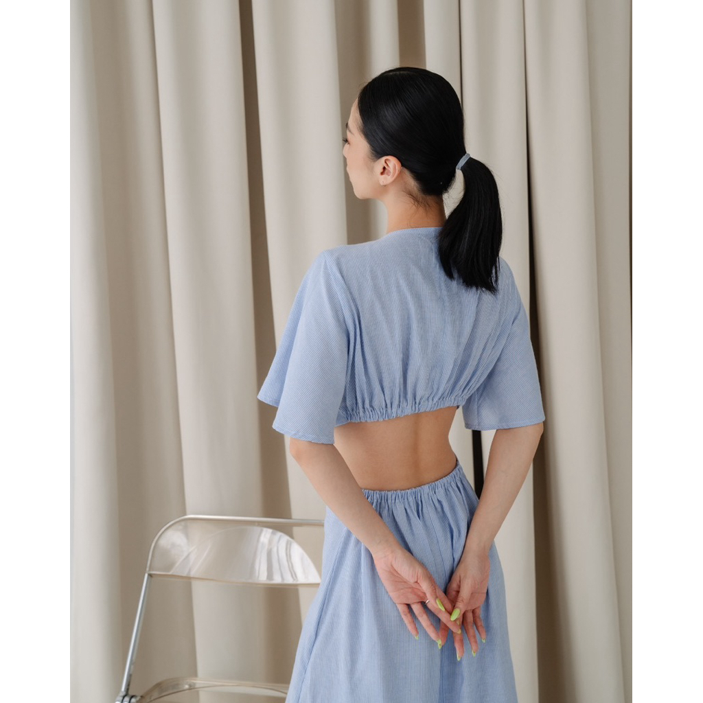 Her Cloth- Helena Cut-Out Maxi Dress  | Slit & Twist Detail