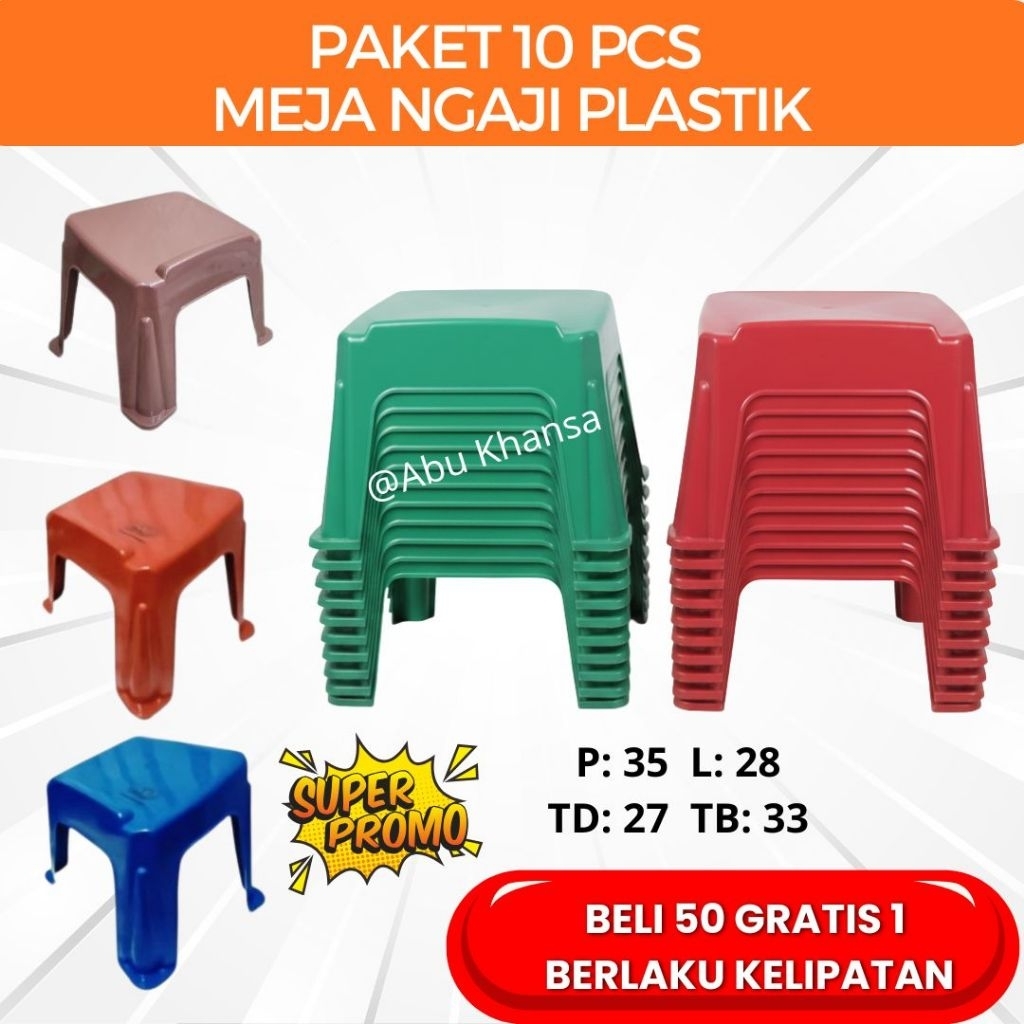 Pekat 10 PCS Meja Ngaji Plastik Kuat Rehal Al Qur'an Murah Grosir Untuk Belajar Mengaji Anak di TPA