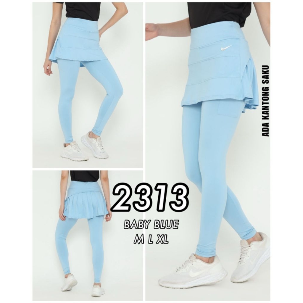 ROK CELANA LEGGING PANJANG 2 IN 1 WANITA  PREMIUM HIGH WAIST OLAHRAGA RUNNING