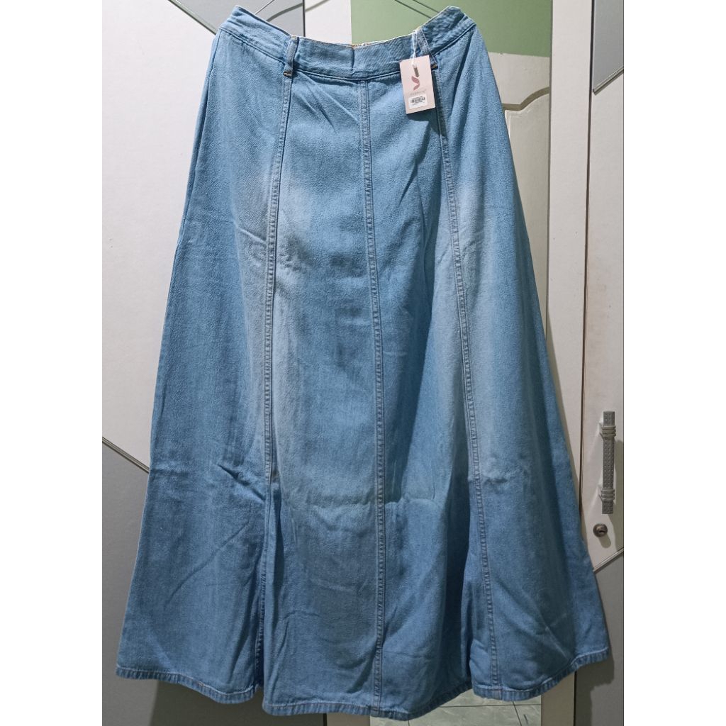 (BARU) JILBRAVE Lusi Skirt Rok Panjang Denim Jeans Wanita A-Line Premium