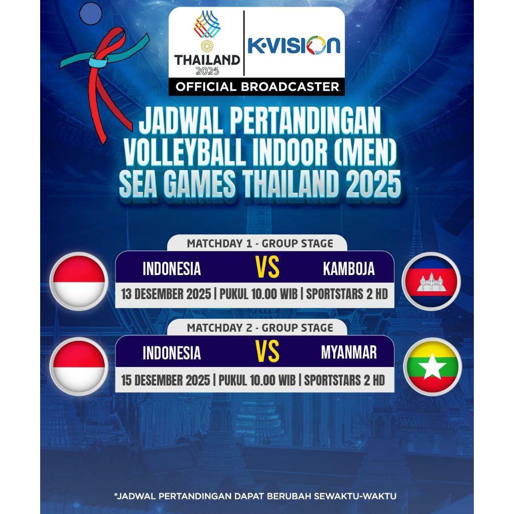 Voucher Paket K-Vision Sea Games Timnas Voli Indonesia