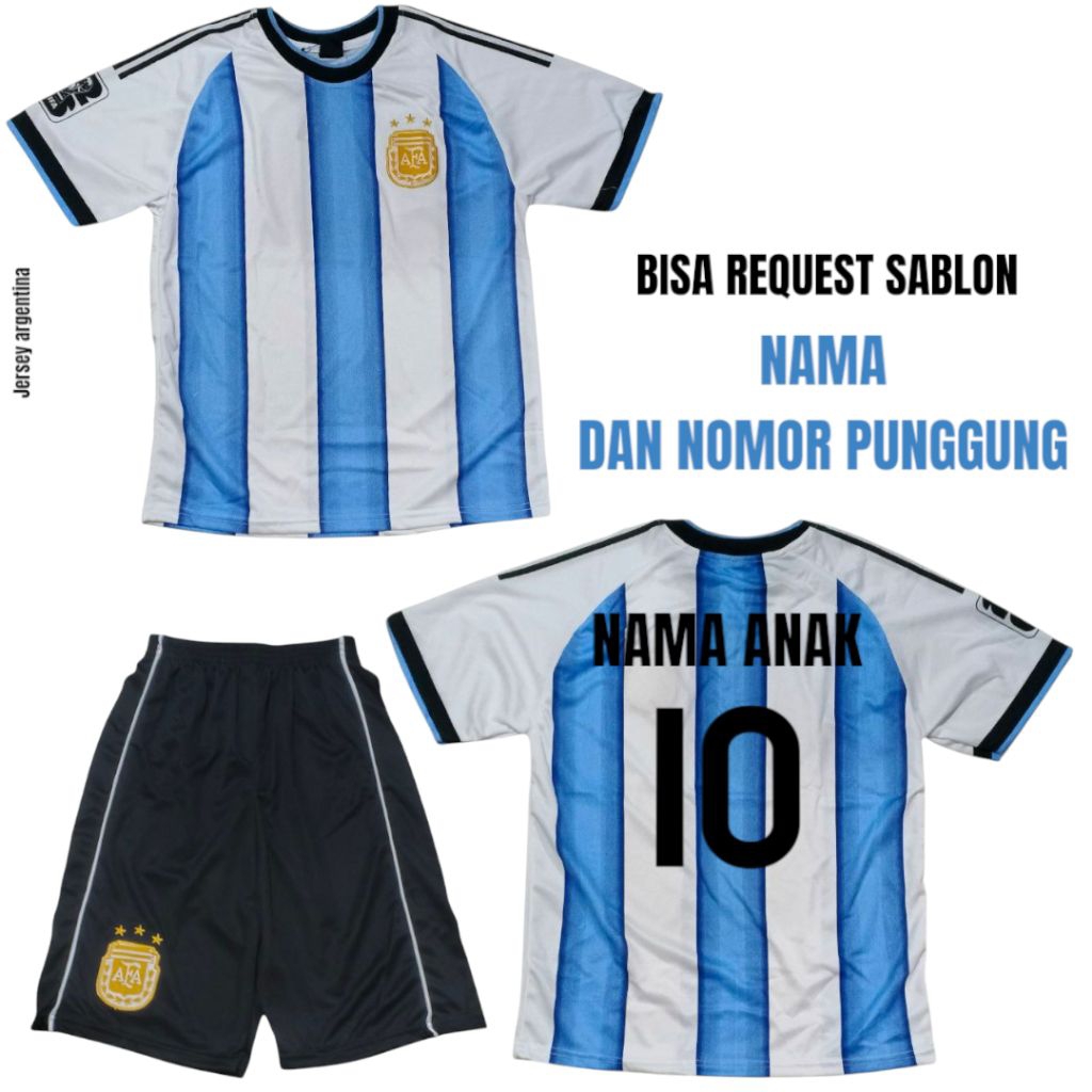 SETELAN JERSEY TIMNAS ARGENTINA/SETELAN JERSEY ARGENTINA/SETELAN JERSEY BOLA ANAK
