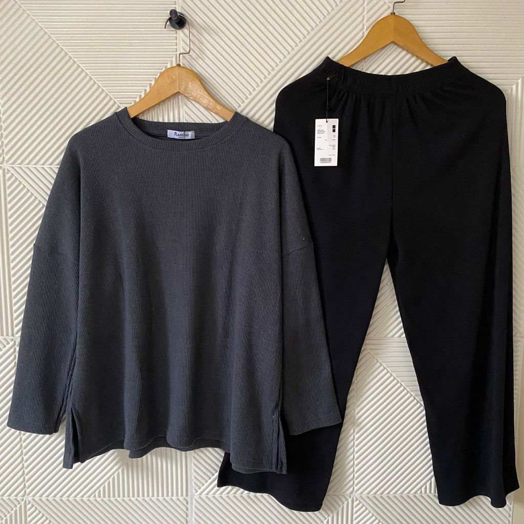ByNayla - Setelan Wanita Oversize Rajut Waffer Ld 130 /One set Atasan Malika 07 Belah Samping Jumbo