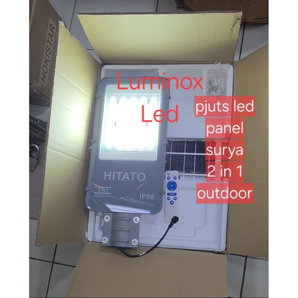 lampu pju solar panel led 100watt 100w / pjuts jalan led solar light hitato 100w outdoor 100watt