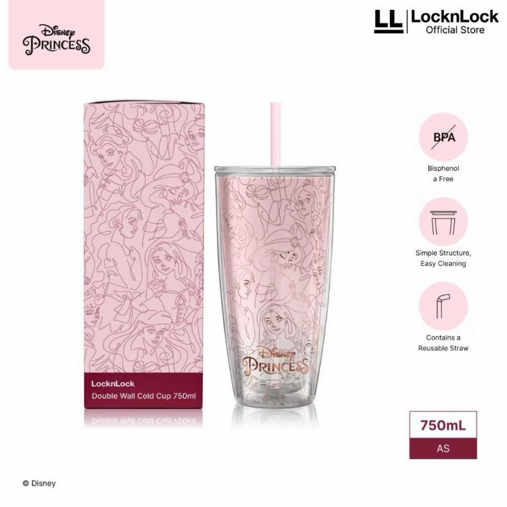 preloved LocknLock exclusive ultimate princess double wall cold cup 750ml - disney princess