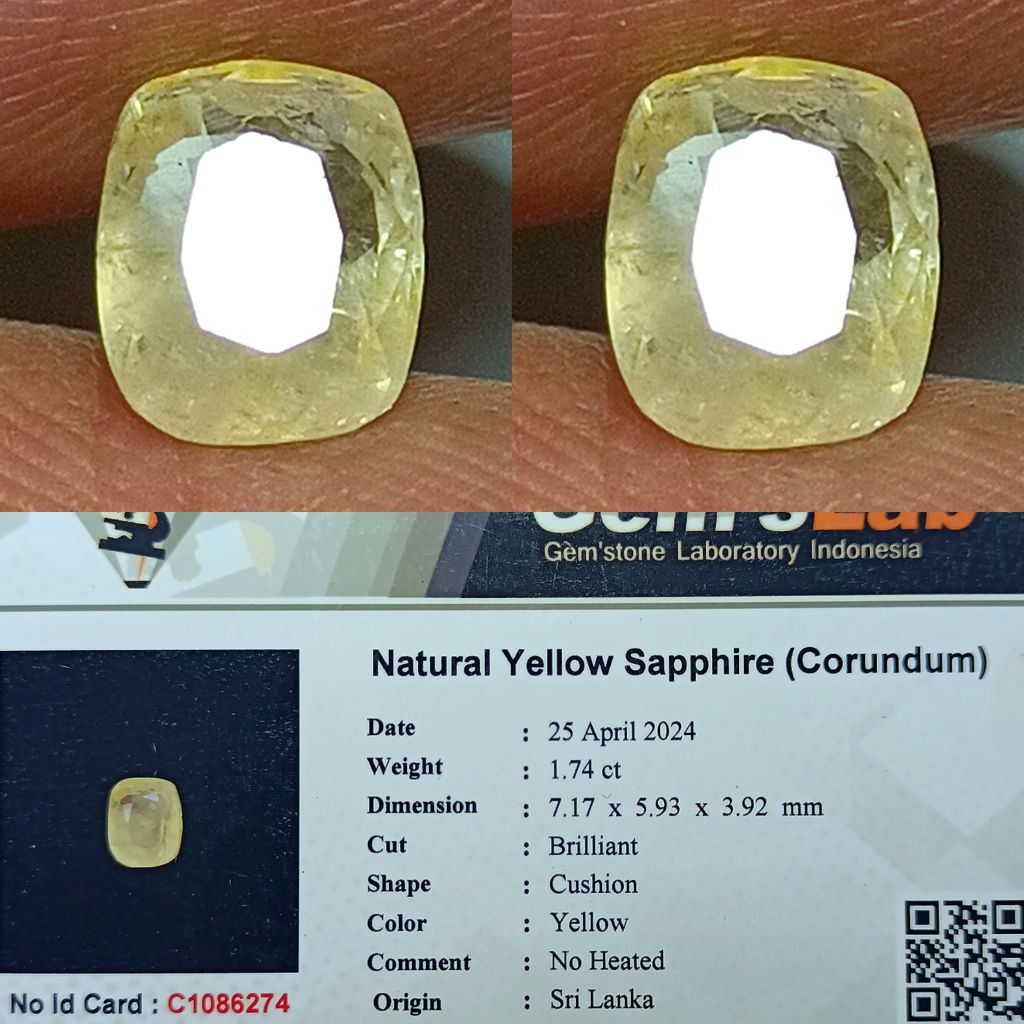 NATURAL YELLOW SAPPHIRE CEYLON SRILANKA NO HEATED MEMO GLI