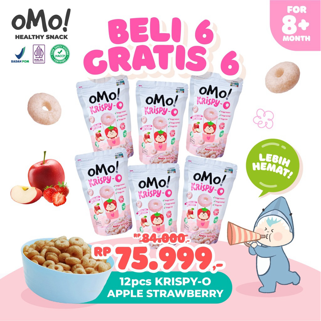 [ULTAH 12.12] BELI 6 GRATIS 6 OMO KRISPY O APPLE STRAWBERRY / CEMILAN ANAK SEHAT / SNACK BAYI