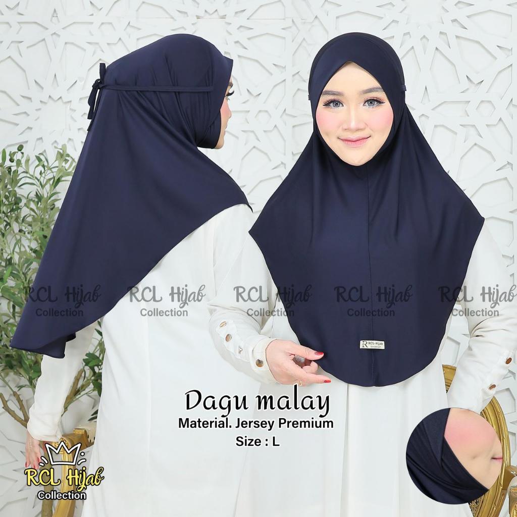 RCL Hijab -  Inara Dagu Malaysia Tali Size L | Jilbab Jumbo Jersey Premium | Khimar Dagu Instan