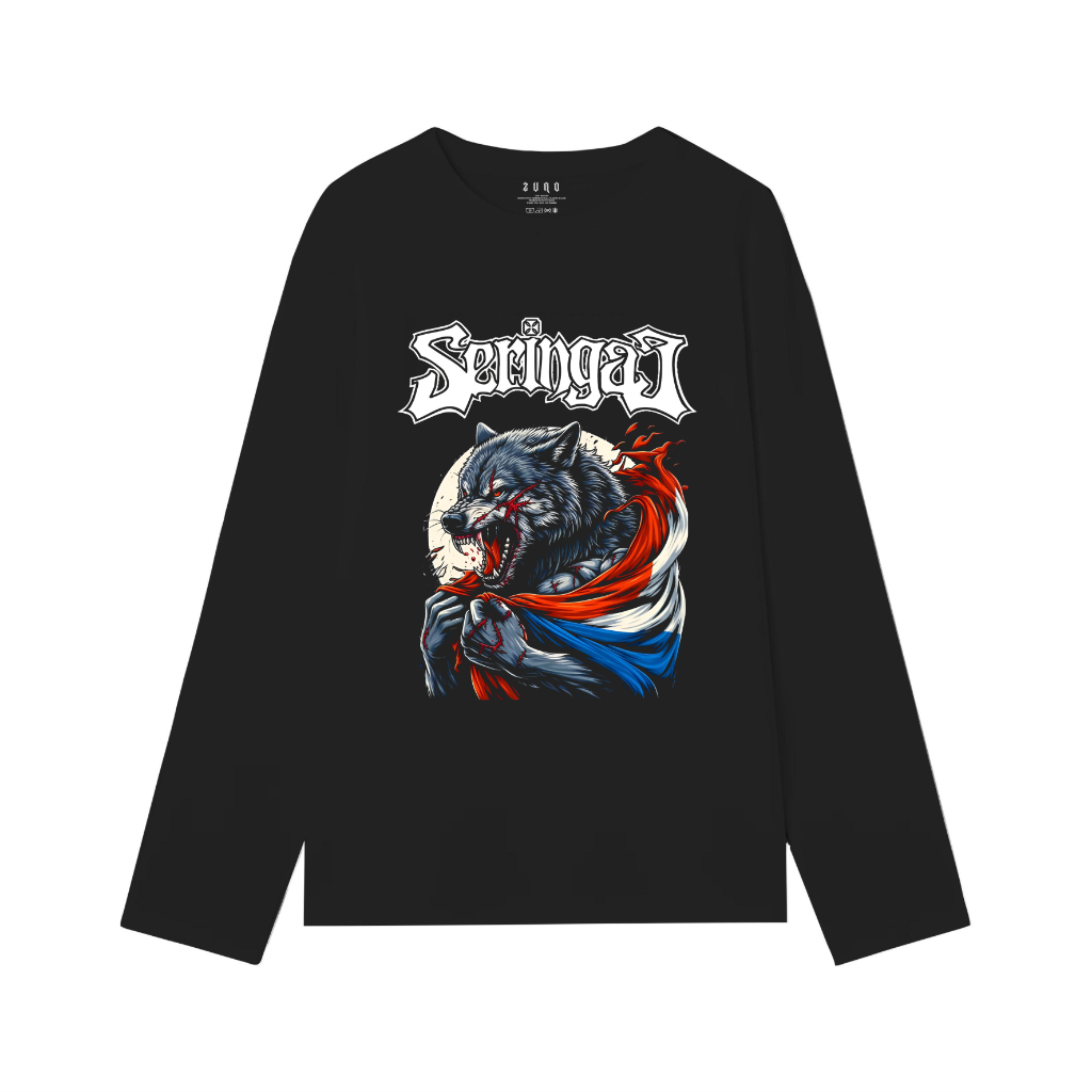 Takeshi Kaos Lengan Panjang Seringai Bendera T-shirt long sleeve pria wanita unisex