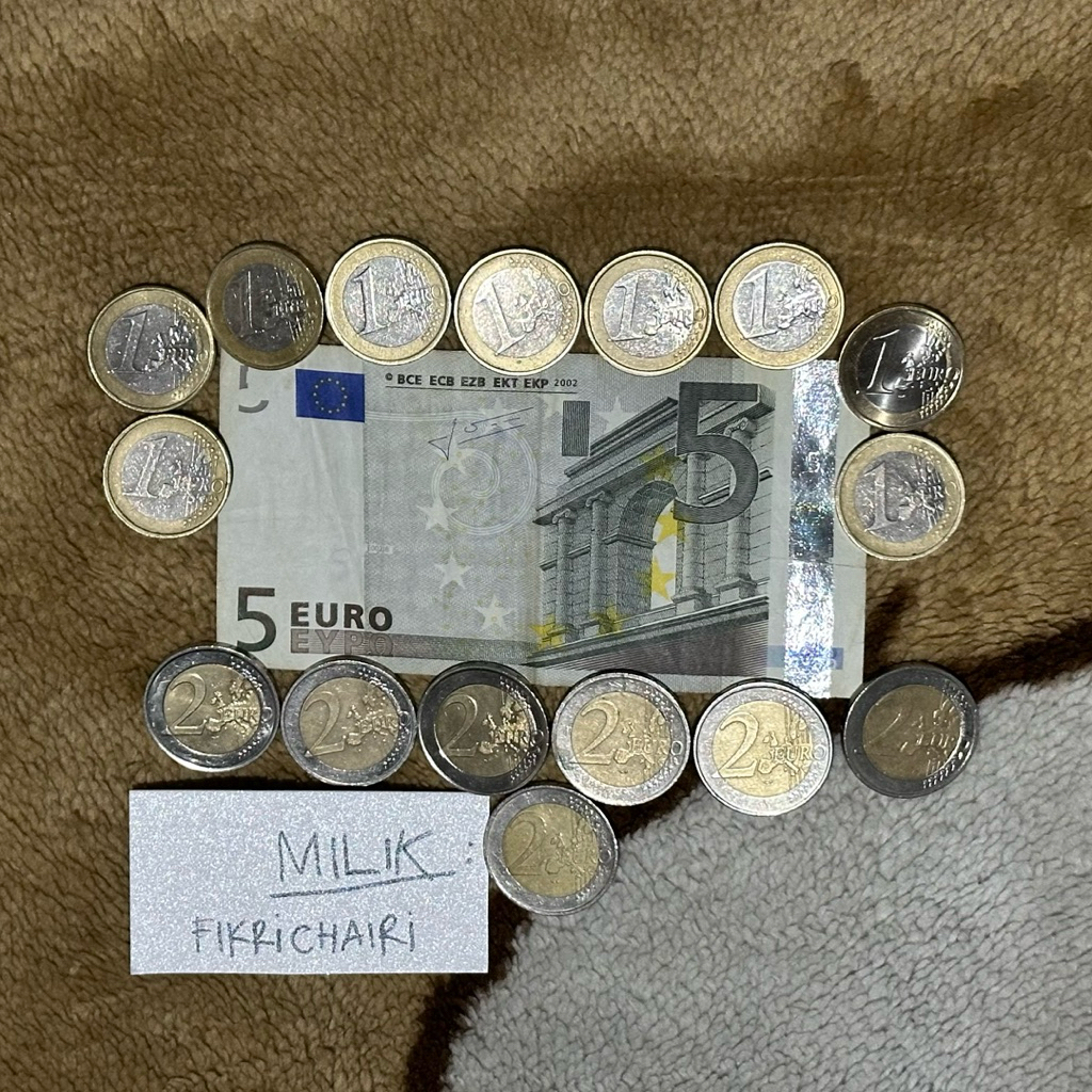 Jual Uang EURO Pecahan 1 Euro, 2 Euro dan 5 Euro (Total 28 Euro)