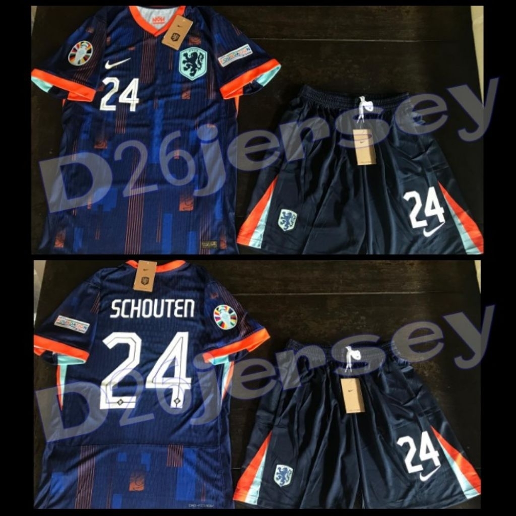 Jersey Belanda Away Player Issue + Celana 2024 / 2025 + Cetak Nama Nameset SCHOUTEN 24 / Custom suka