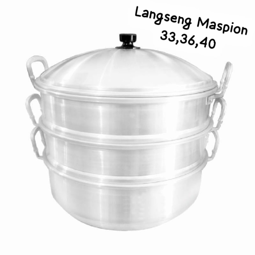 Maspion ALU Langseng 33cm 36cm 40cm / Dandang Steamer + Sarangan / Panci Kukusan Aluminium 33 cm Sus