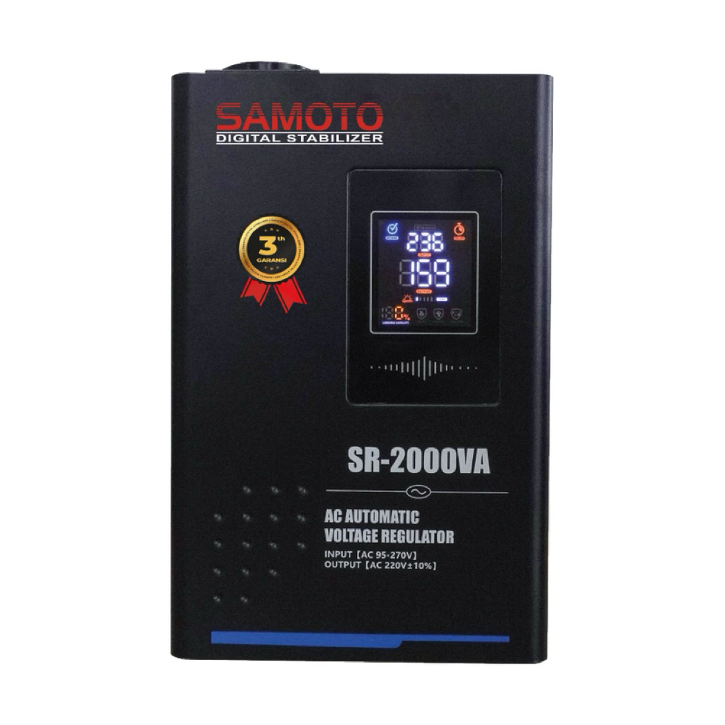 Samoto Digital Stabilizer (Relay) SR-2000 Stavol Listrik 2000Watt  Single Phase 2000VA AVR Relay 2KV