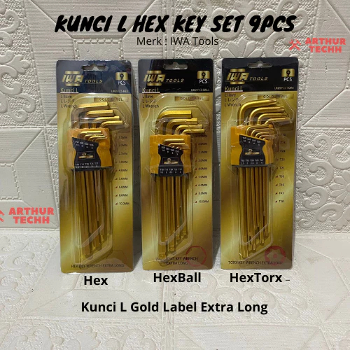 IWA Kunci L Hex Key Set 9pcs ( Hex | Hex ball | Hex Torx )
