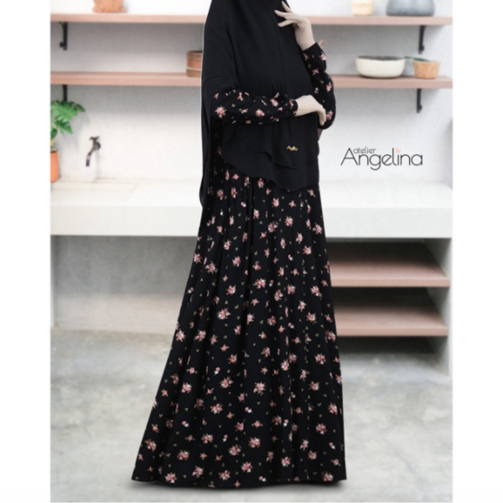 [Preloved] Gamis Ditsy Atelier Angelina Vanila Hijab Busui Friendly
