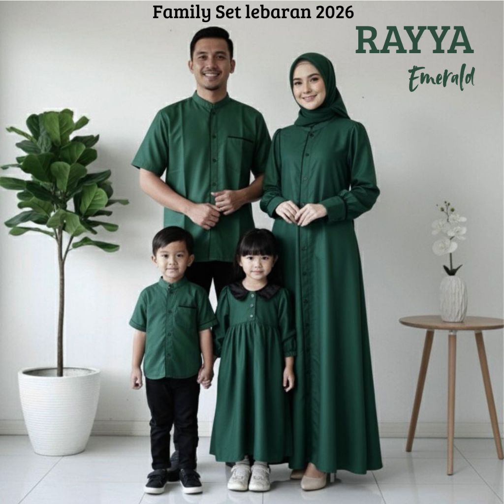 ‎Family Set Couple Keluarga RAYYA EMERALD Baju Lebaran 2026 bahan Toyobo