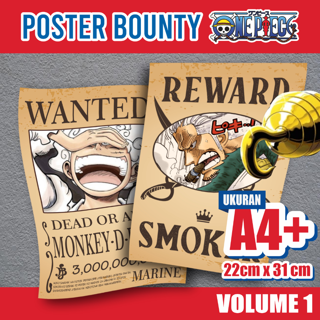 [SATUAN A4] Poster Bounty One Piece SIZE A4+ Poster Wanted One Piece Poster One Piece