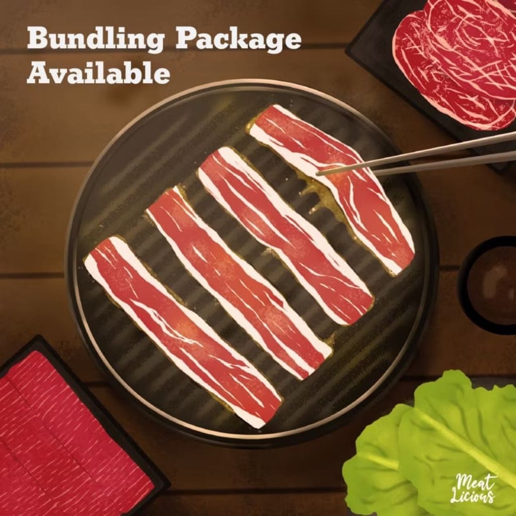 PAKET KOREAN BARBEQUE LENGKAP siap masak (daging selada kimchi saus)