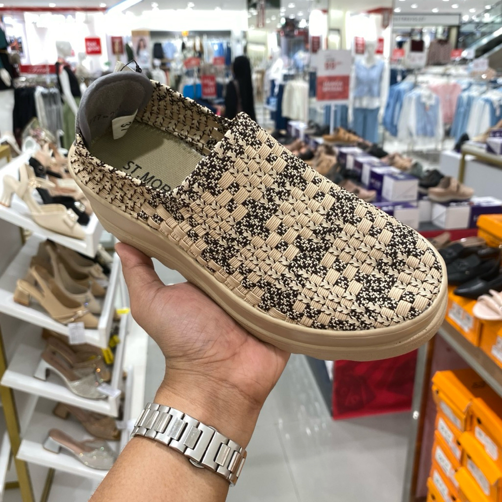 ST MORITZ SEPATU WEDGES RAJUT WANITA RINGAN COMFY 3640