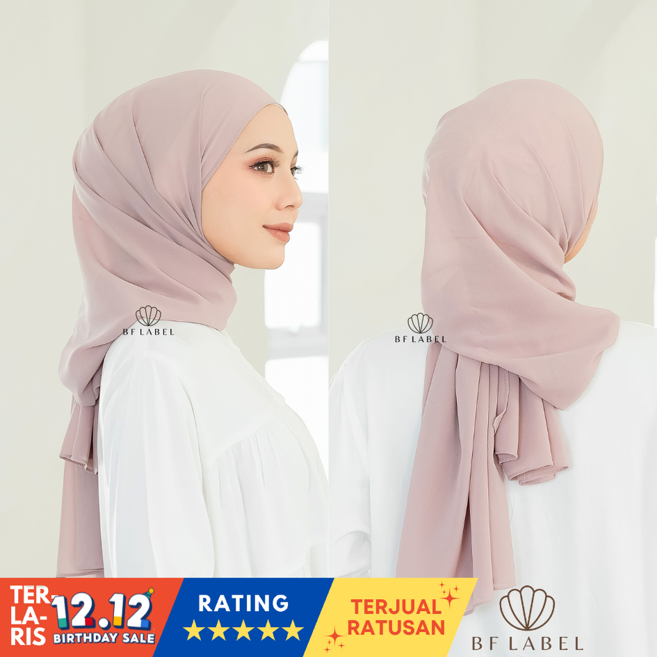 BF Label - PASHMINA TURKISH | Pashmina Shawl Chiffon Premium Size 180x75 | Pashmina Ceruty Babydoll