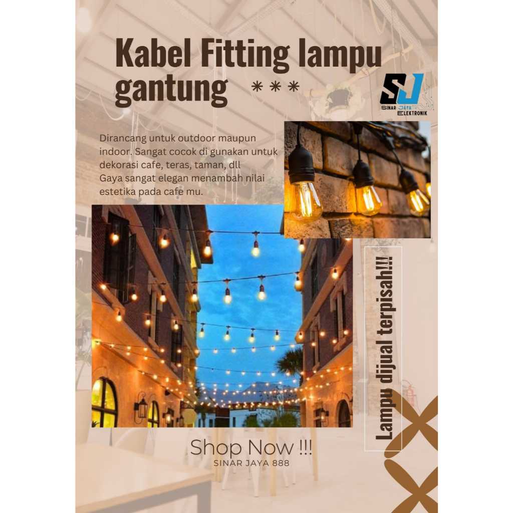 Kabel Fitting/ Kabel Fitting Lampu Gantung/ Kabel Lampu Fitting Gantung/ Lampu decorasi outdoor