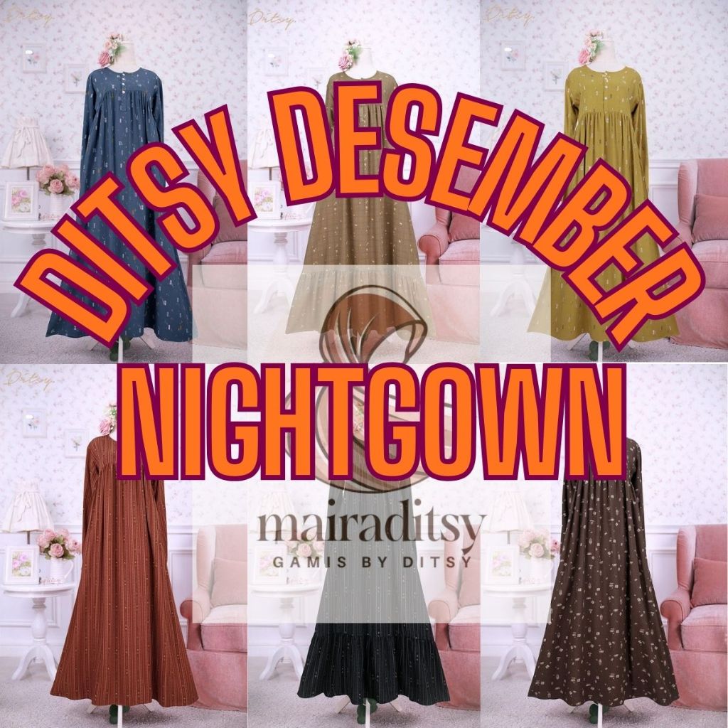 Ditsy Desember 2025 nightgown gamis size xs s m l xl xxl xxxl