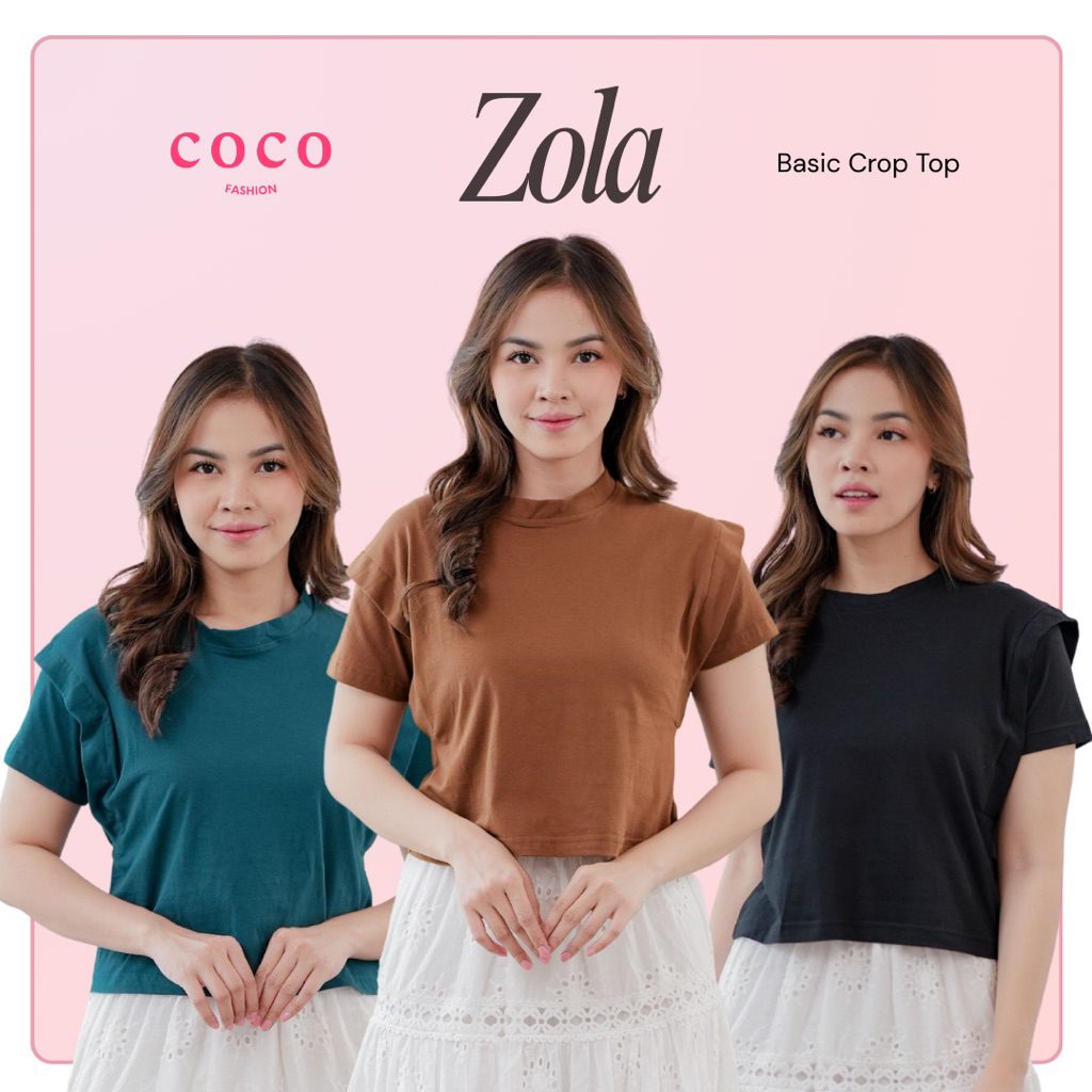 Atasan Wanita Kaos Lengan Pendek Zola Crop Top Modern Korean Sporty Girl Style Cotton Combed Premium