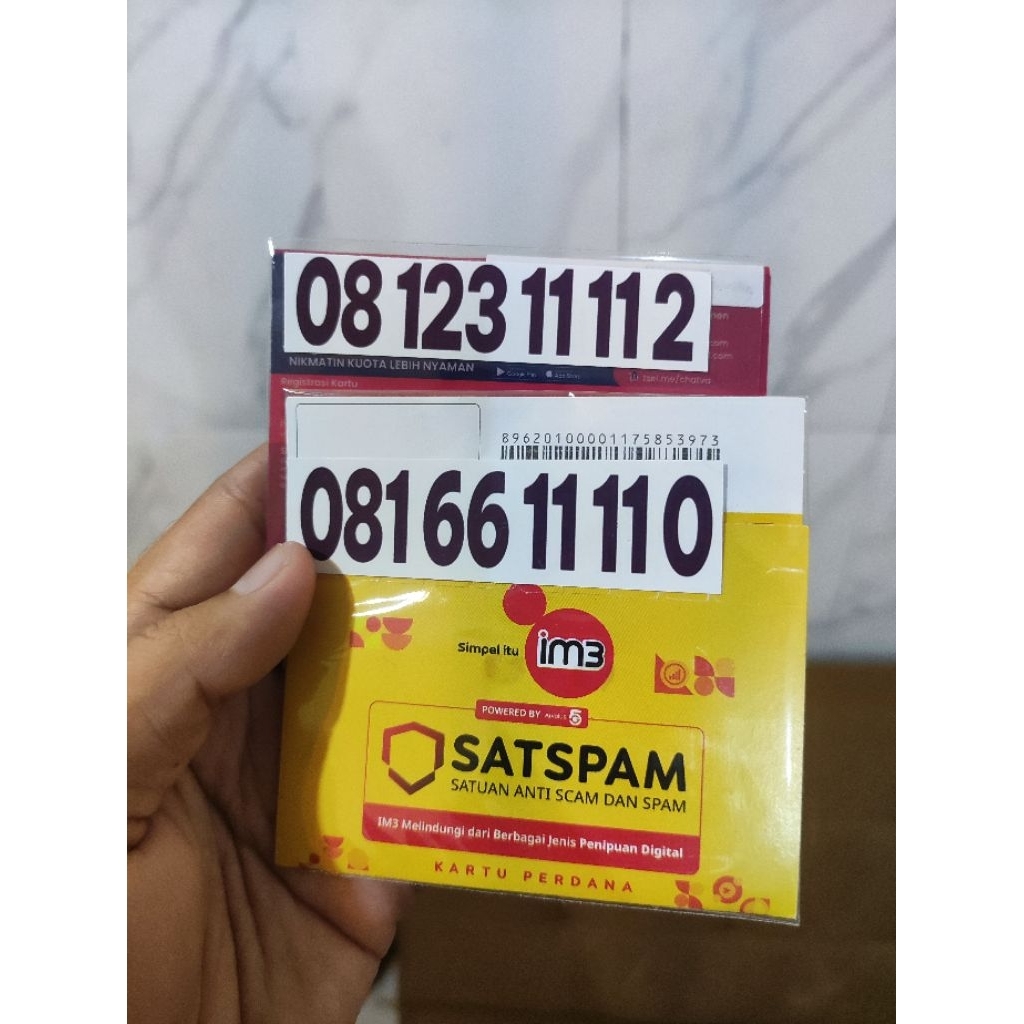 NOMOR CANTIK 10 DIGIT Telkomsel dan Indosat Prabayar Seri Minimalis SEPASANG