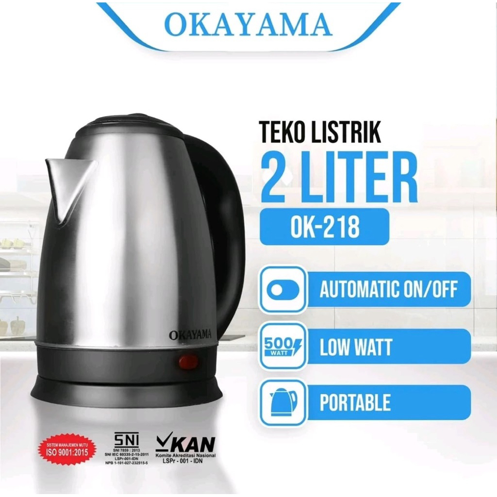 OKAYAMA OK-218 Ketel Listrik / Teko Listrik Air Panas 2 Liter