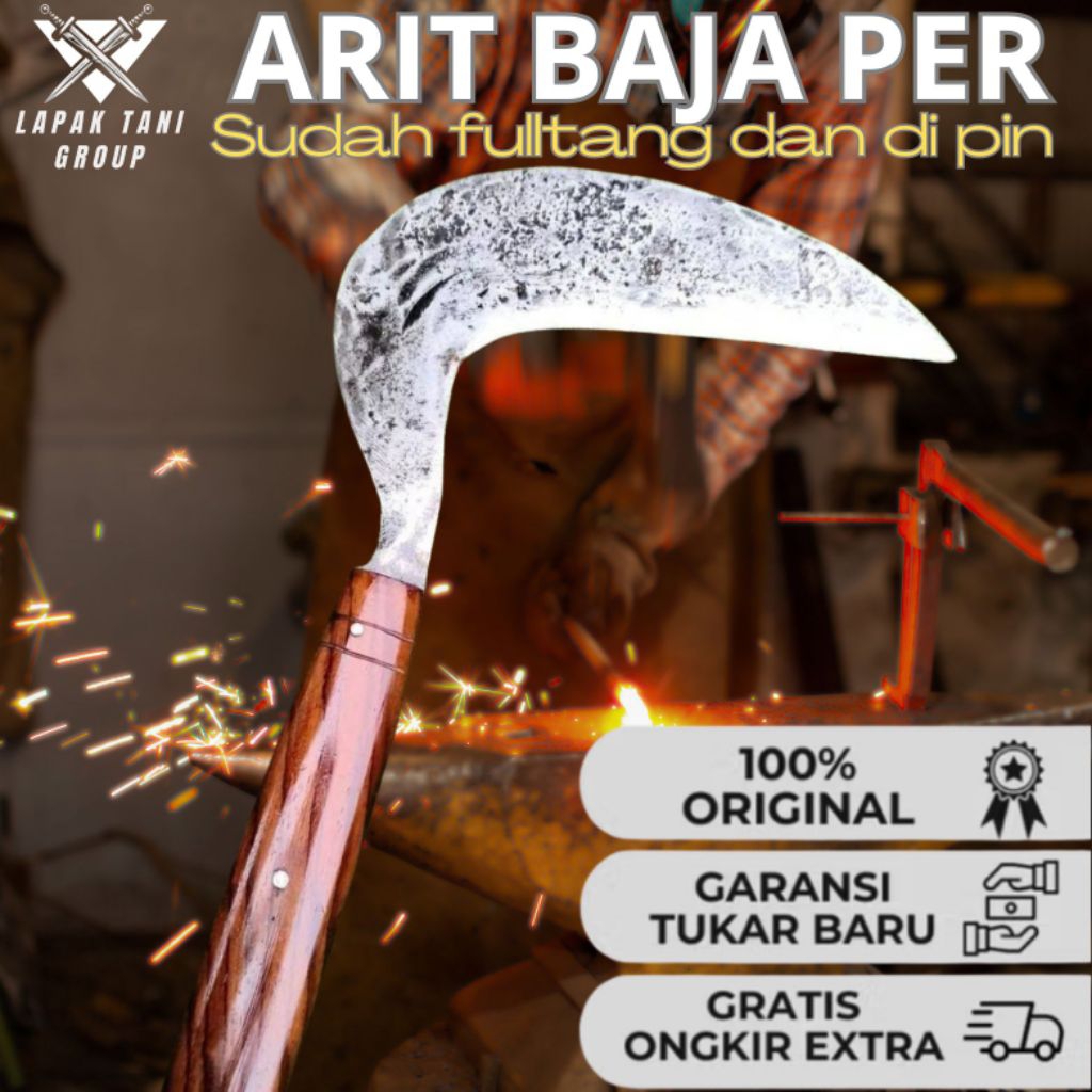 Arit Fulltang Pengarit Rumput Baja Per Sonokeling – Original, Kokoh & Tajam Maksimal