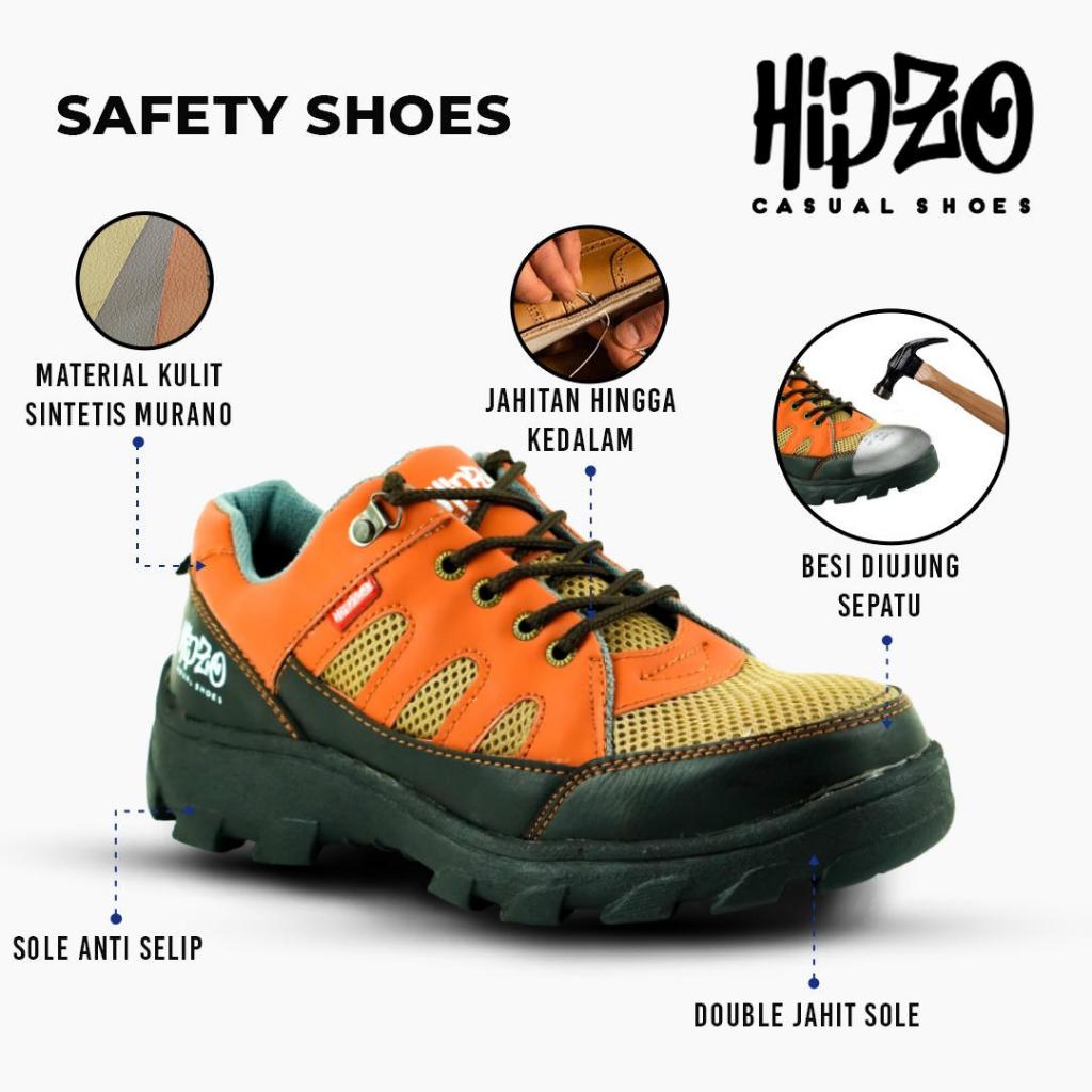 Sepatu Safety Hipzo M051 Kulit Sintetis Premium