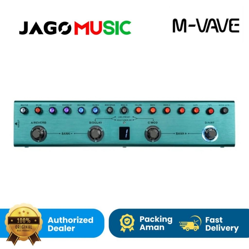 Portable Efek Gitar M-Vave Tank G Multi Effect Mvave Tank G Processor Original