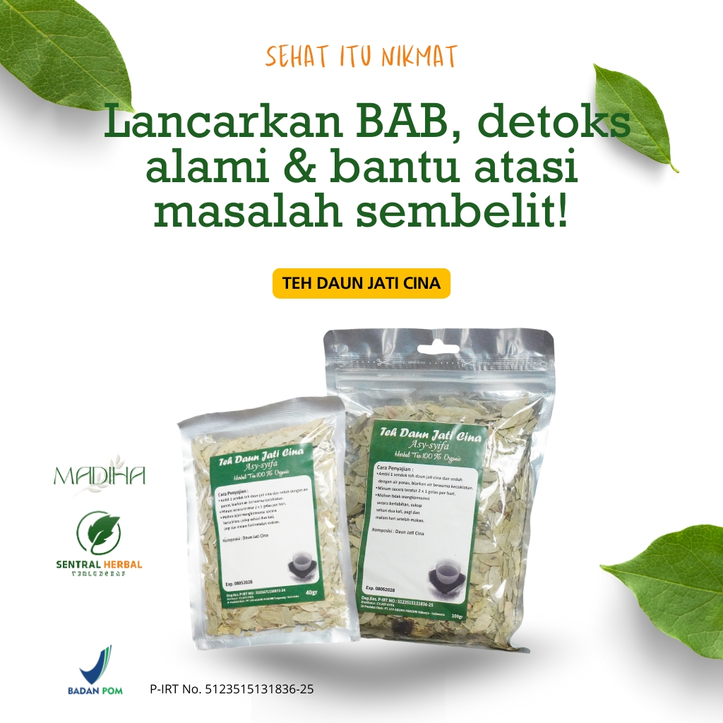 TEH DAUN JATI CINA Asy-Syifa 100gr | 100% Herbal Pelangsing Badan Alami Detoks Usus & Lancarkan BAB