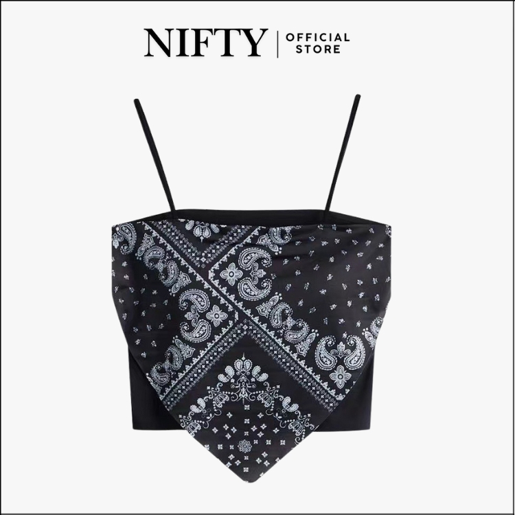 NIFTY.CO Tanktop Mini Tank top Slayer Vest Scraf Bandana Summer Wanita Mimi Corak Ethnic Scarft Crop