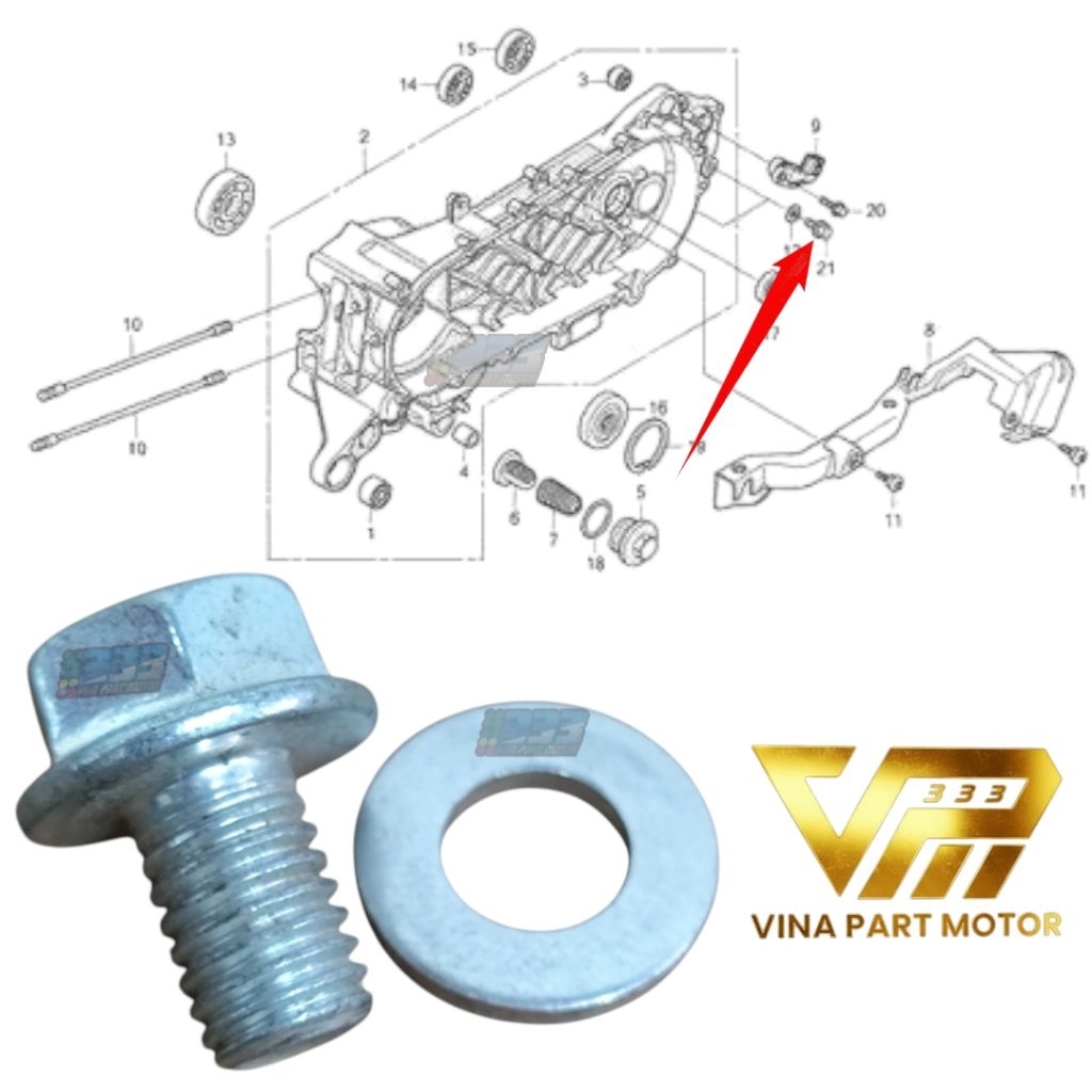 Bolt Flange 8X12 Baut Pembuangan Oli Gardan  Set Ring Honda Beat Scoopy Vario PCX Genio Spacy