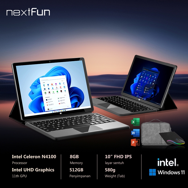 NEXTFUN TABLET PC LAOTOP TOUCH SCREEN WINDOWS 11 DDR4 16GB SSD 1TB FHD IPS INTEL CELERON N4100