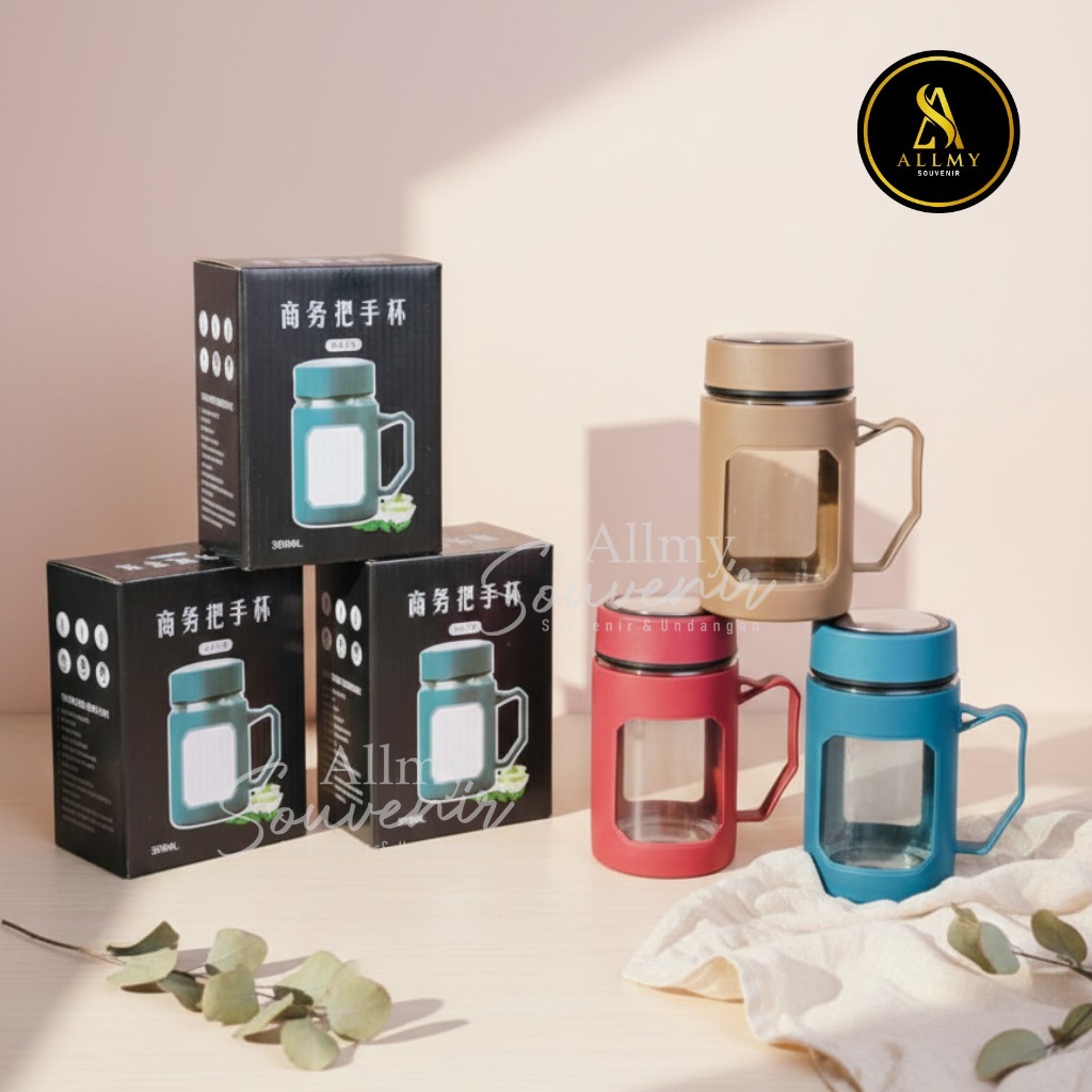MUG JAR KACA WARNA 500ML/GELAS KACA KACA/SOUVENIR GELAS/BOTOL MINUM KACA 500ML