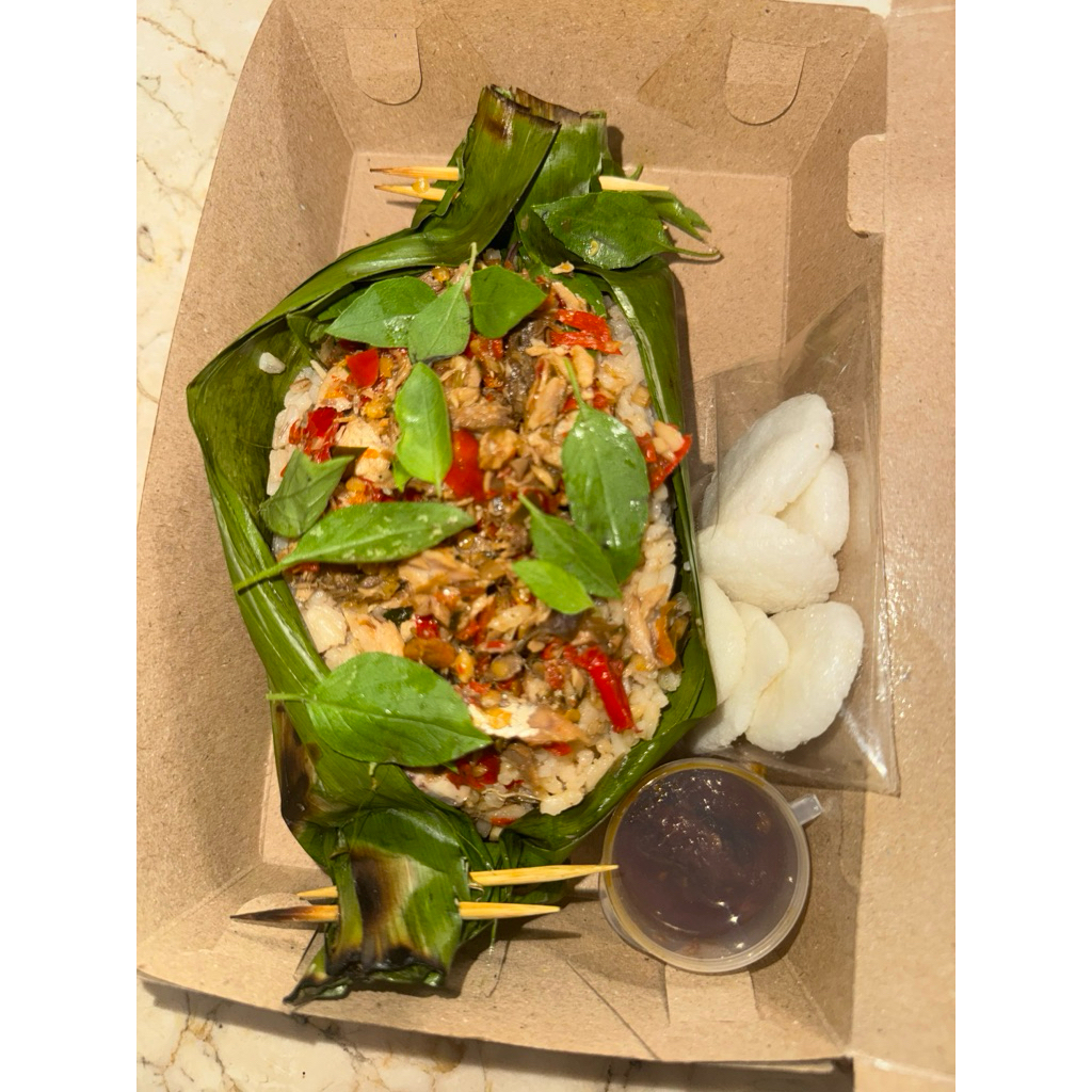 Nasi bakar liwet ikan cakalang